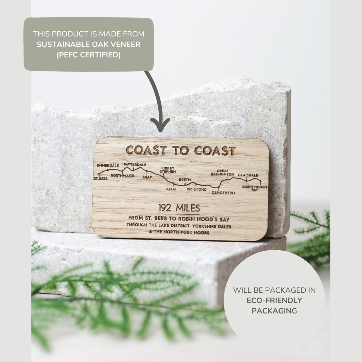 "Coast to Coast" Rectangle Wooden Magnet