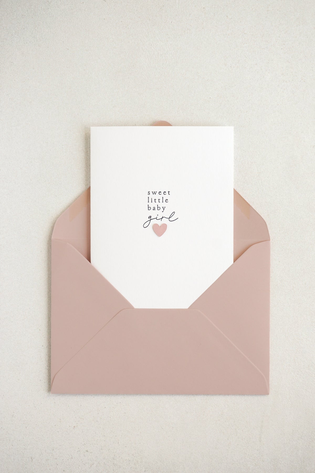 "Sweet Little Baby Girl" Pink Paper Heart Greetings Card