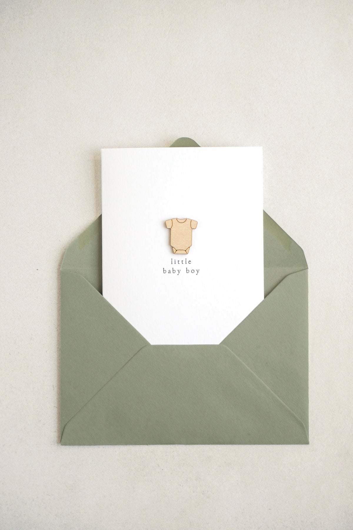 "Little Baby Boy" Wooden Vest Greetings Card