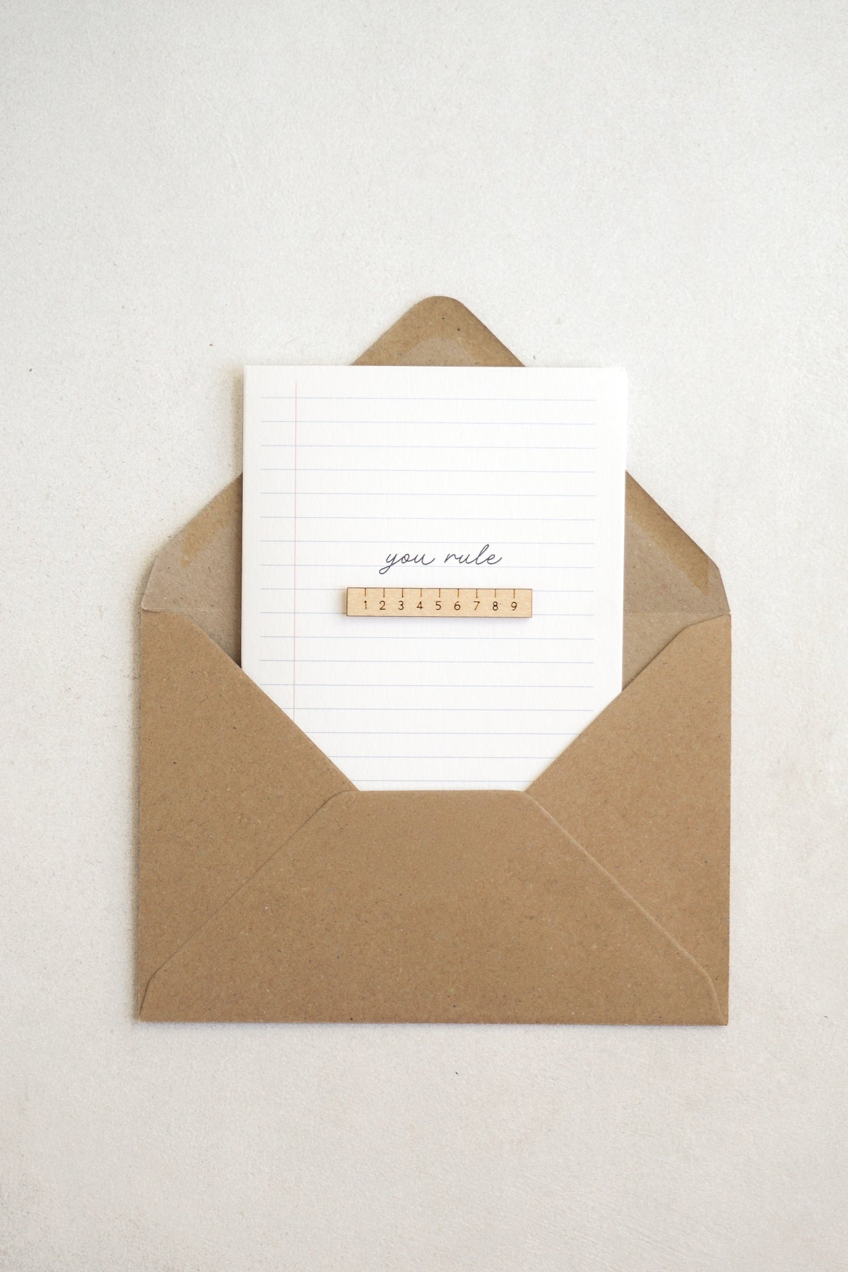 "You Rule" Wooden Ruler Greetings Card
