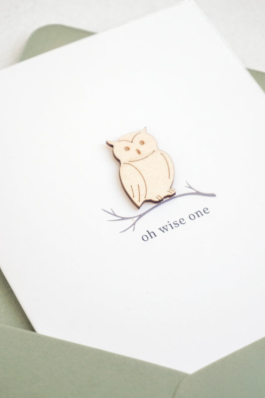 "Oh Wise One" Wooden Owl Greetings Card