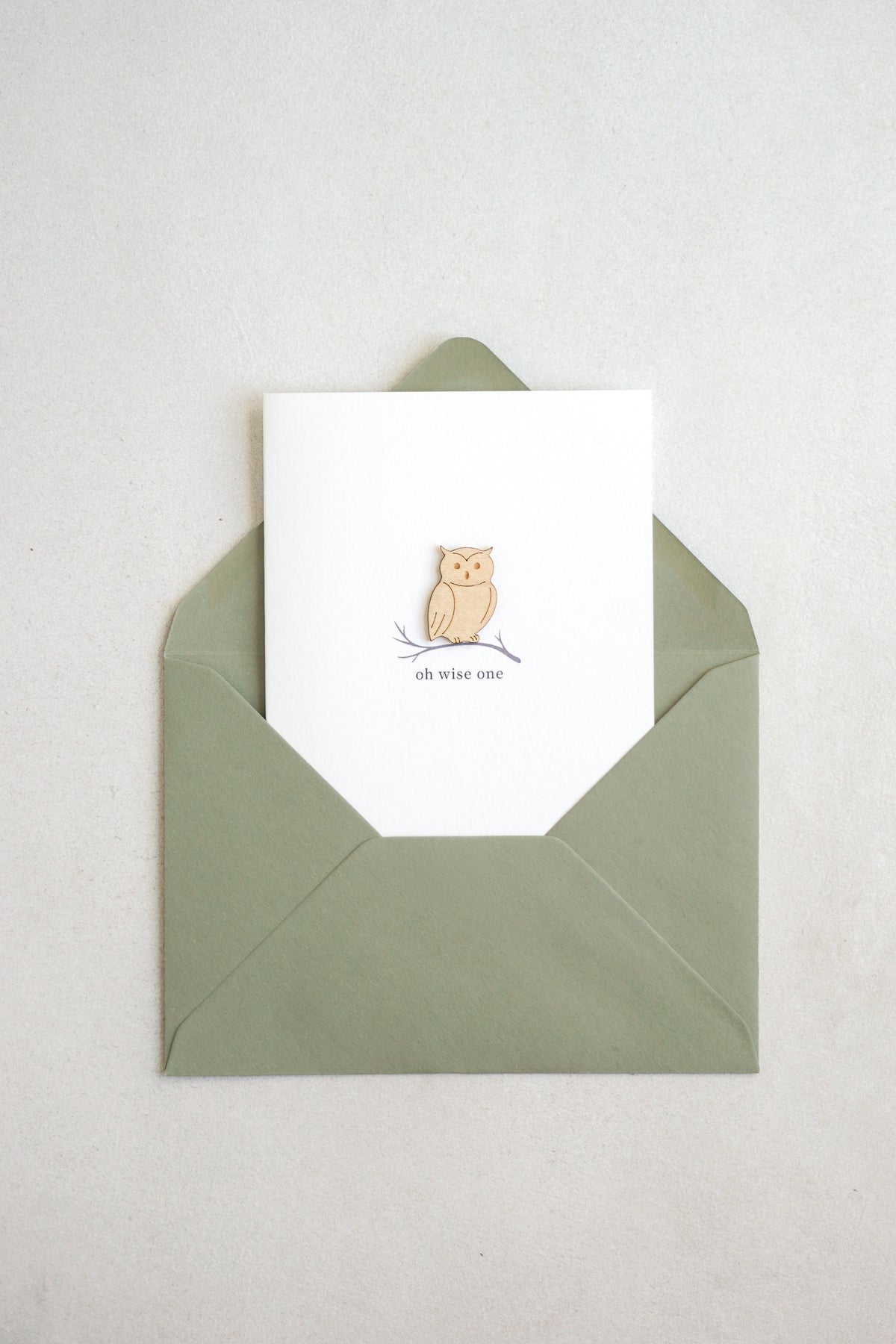 "Oh Wise One" Wooden Owl Greetings Card