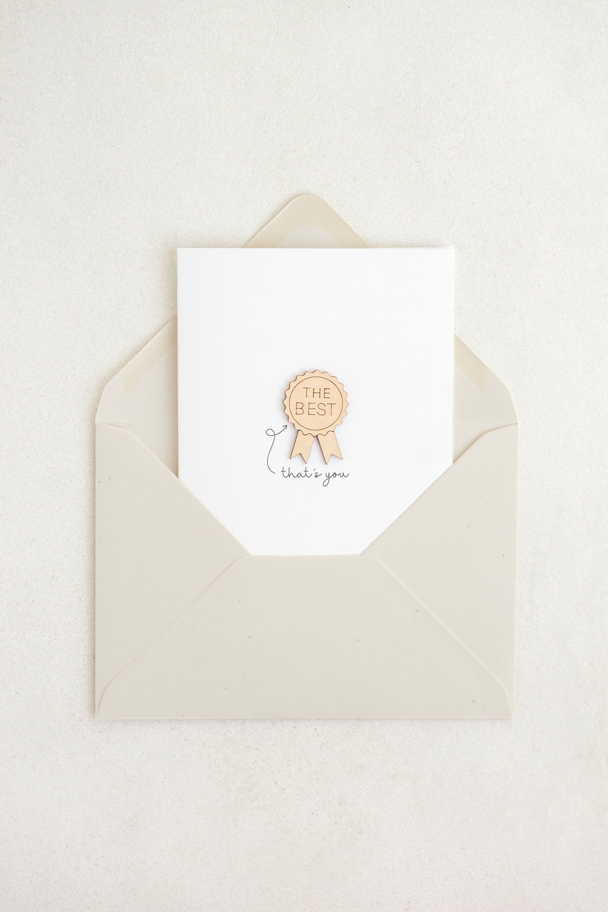 "The Best" Wooden Rosette Greetings Card