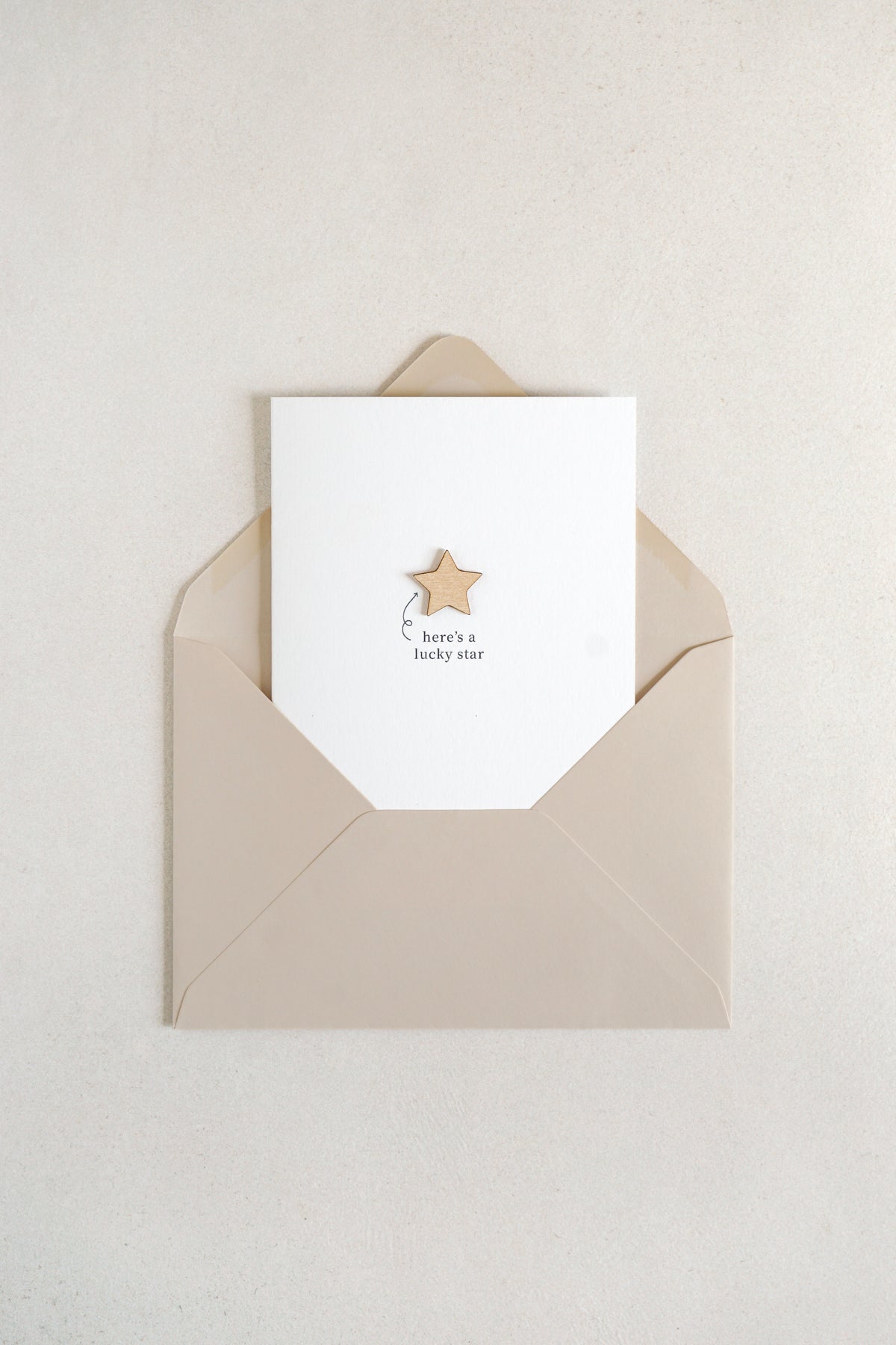 "Here's a Lucky Star" Wooden Star Greetings Card