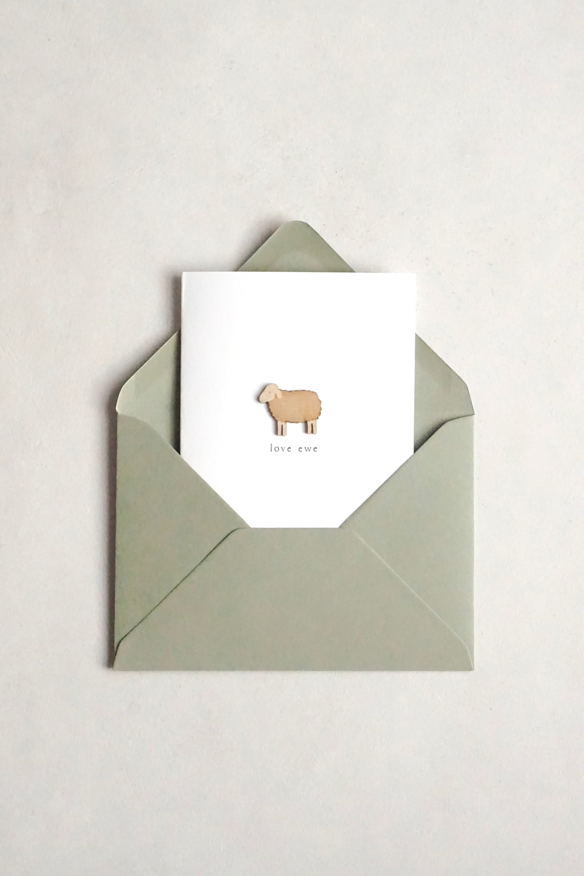 "Love Ewe" Wooden Sheep Greetings Card