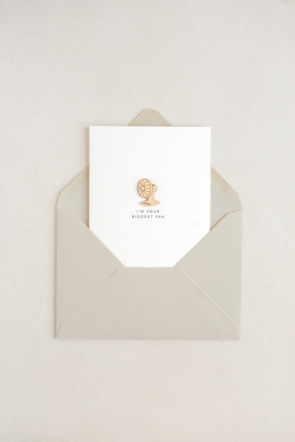 "I'm Your Biggest Fan" Wooden Fan Greetings Card