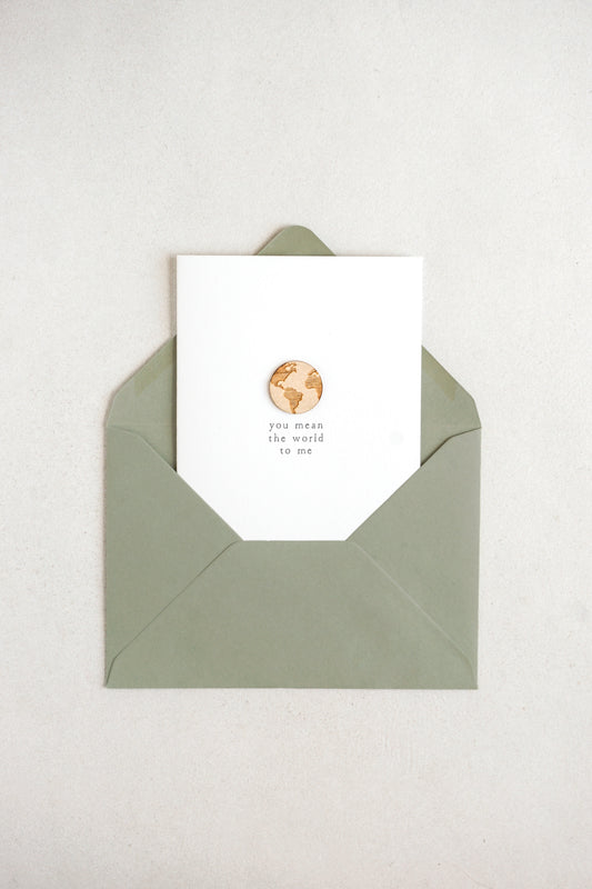 "You Mean the World To Me" Wooden World Greetings Card