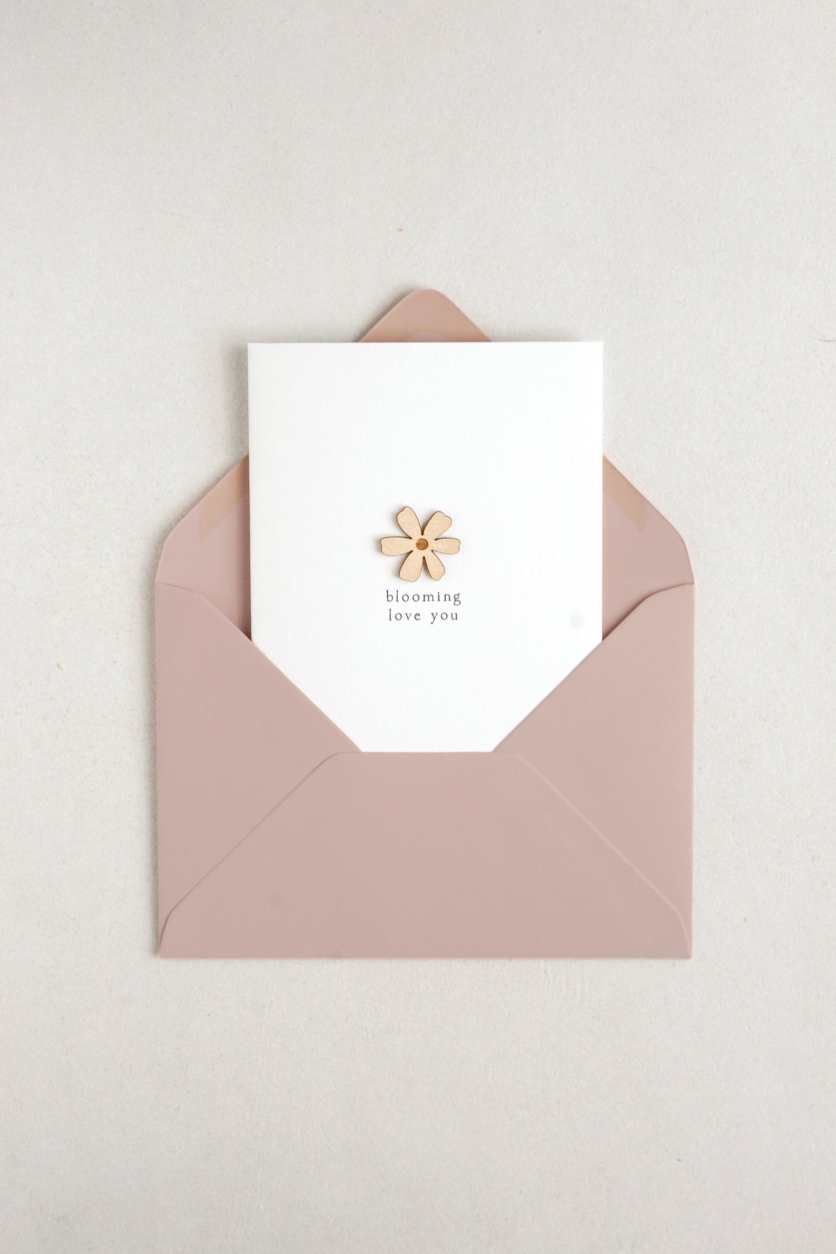 "Blooming Love You" Wooden Flower Greetings Card