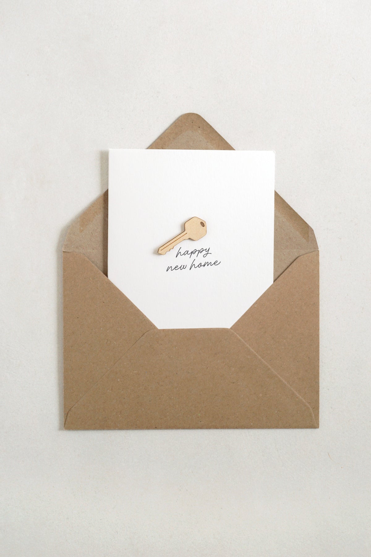 "Happy New Home" Wooden Key Greetings Card