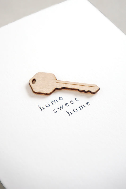 "Home Sweet Home" Wooden Key Greetings Card