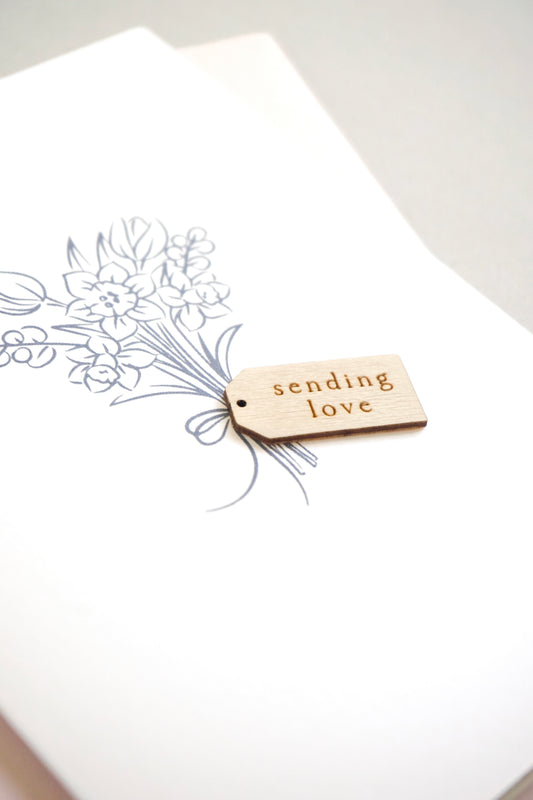 "Sending Love" Wooden Tag Greetings Card