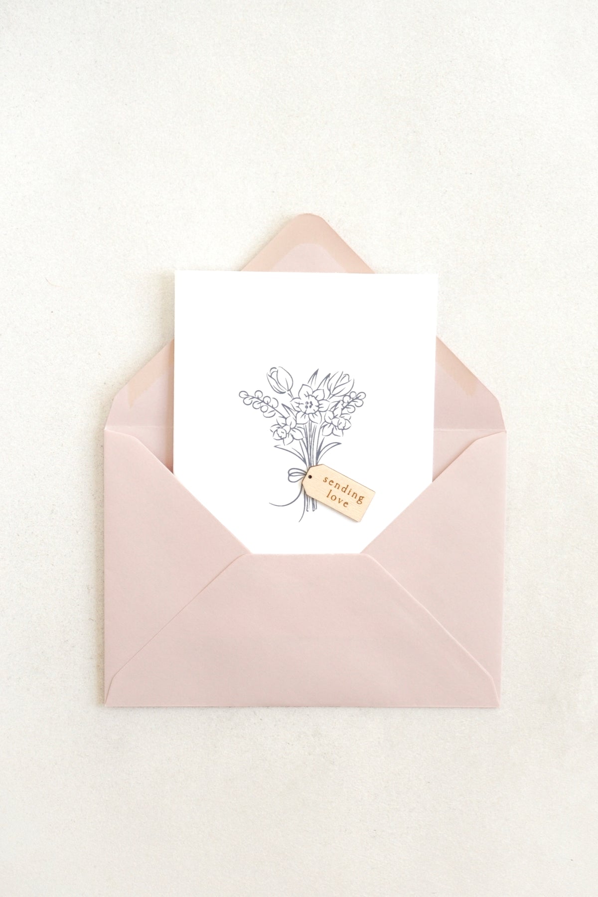 "Sending Love" Wooden Tag Greetings Card
