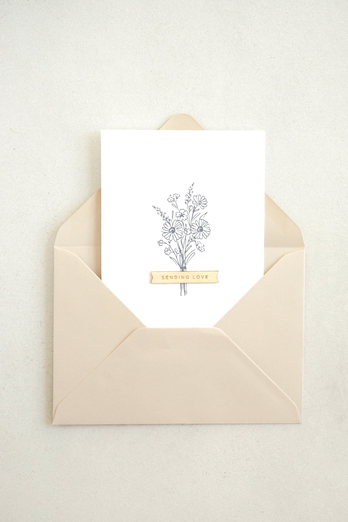 "Sending Love" Wooden Banner Greetings Card