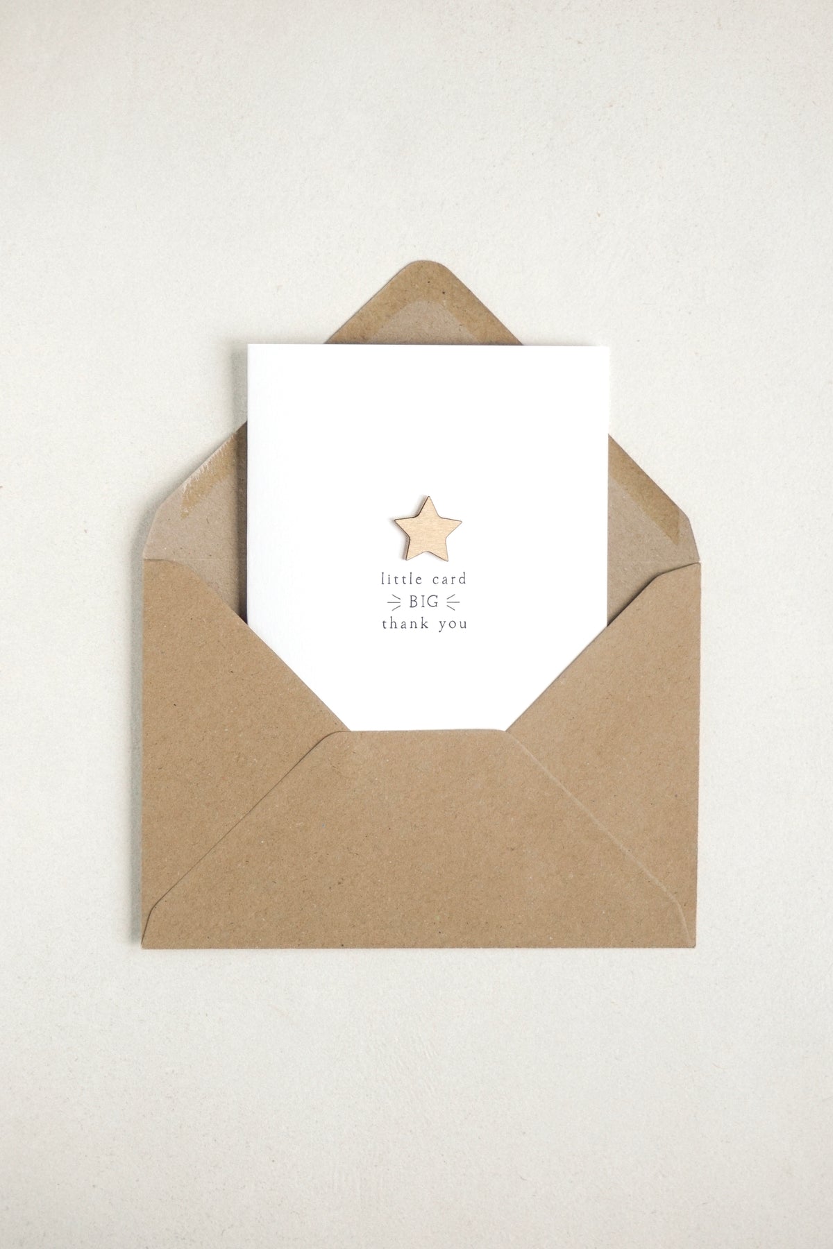 "Little Card Big Thank You" Wooden Star Greetings Card