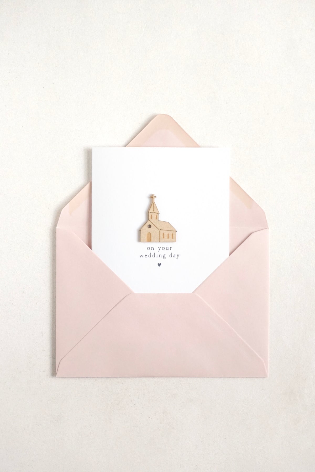 "On Your Wedding Day" Wooden Church Greetings Card