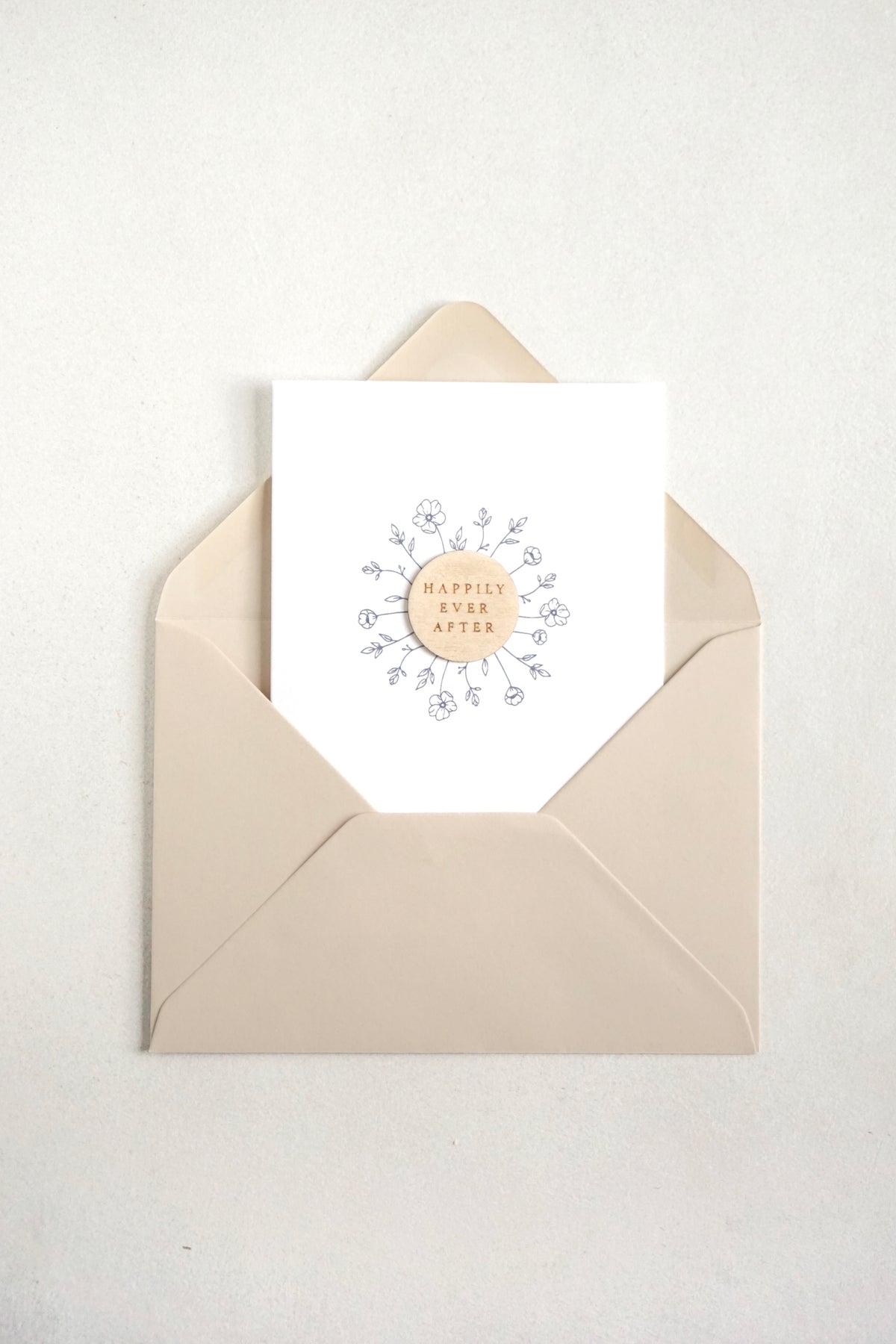 "Happily Ever After" Wooden Disc Greetings Card
