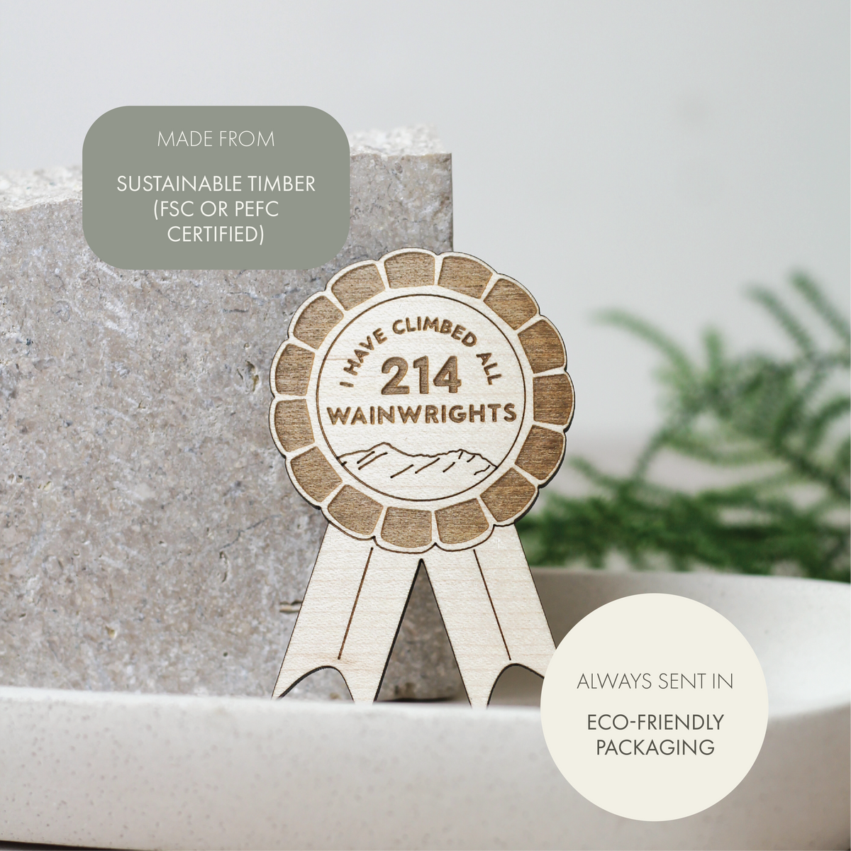 214 Wainwrights, Rosette Wooden Magnet