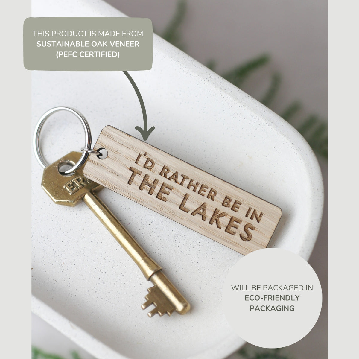 "I'd Rather Be in the Lakes" Wooden Keyring