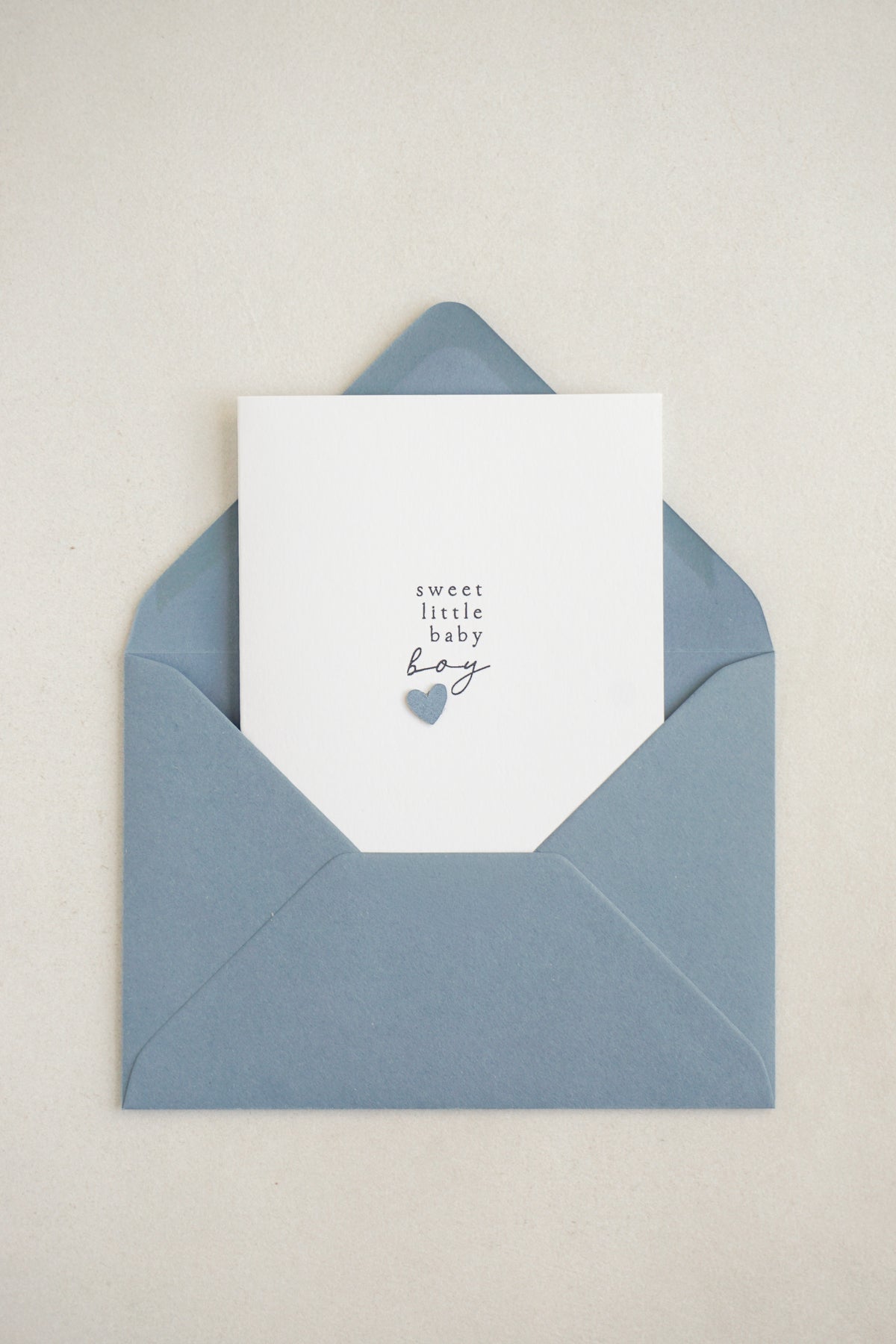 "Sweet Little Baby Boy" Blue Paper Heart Greetings Card