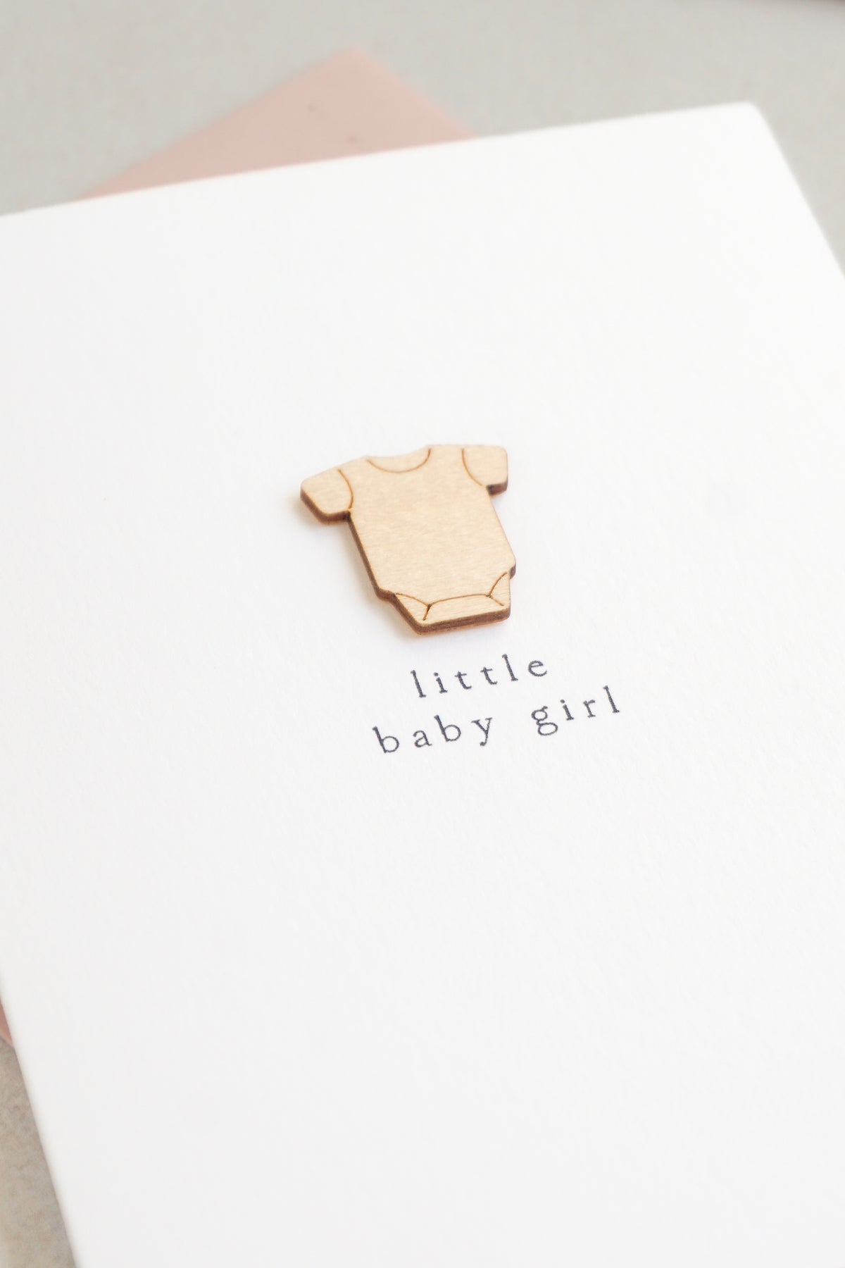 "Little Baby Girl" Wooden Vest Greetings Card