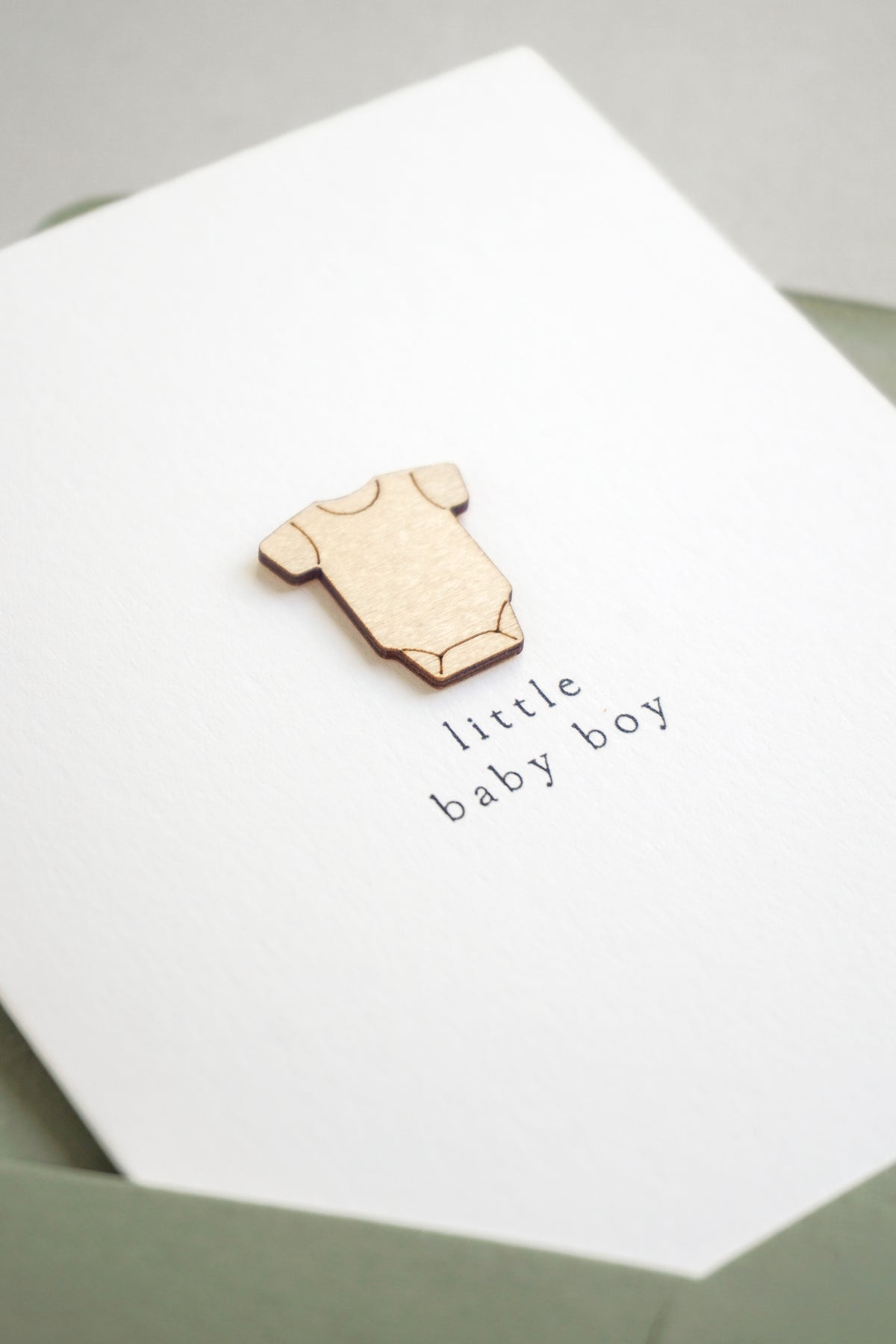 "Little Baby Boy" Wooden Vest Greetings Card