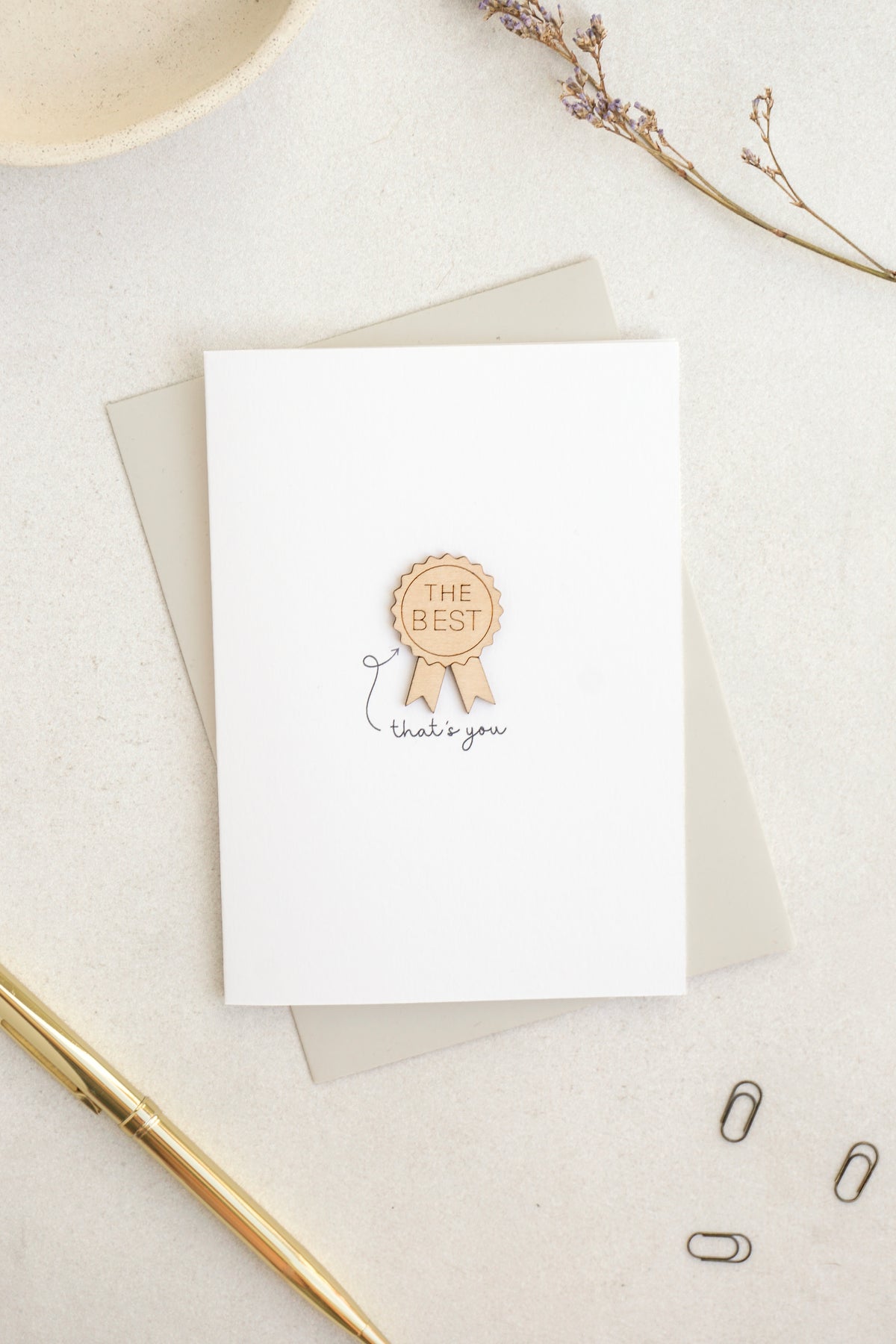"The Best" Wooden Rosette Greetings Card