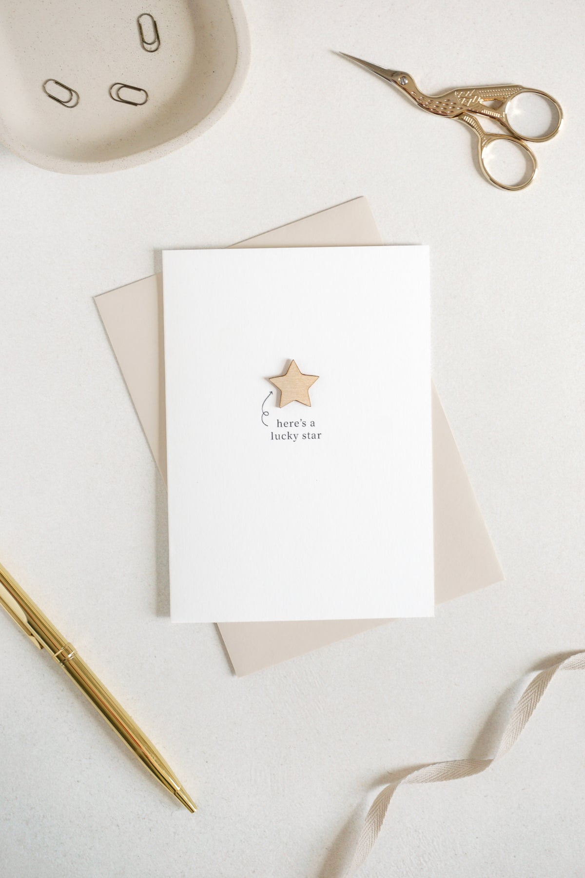 "Here's a Lucky Star" Wooden Star Greetings Card