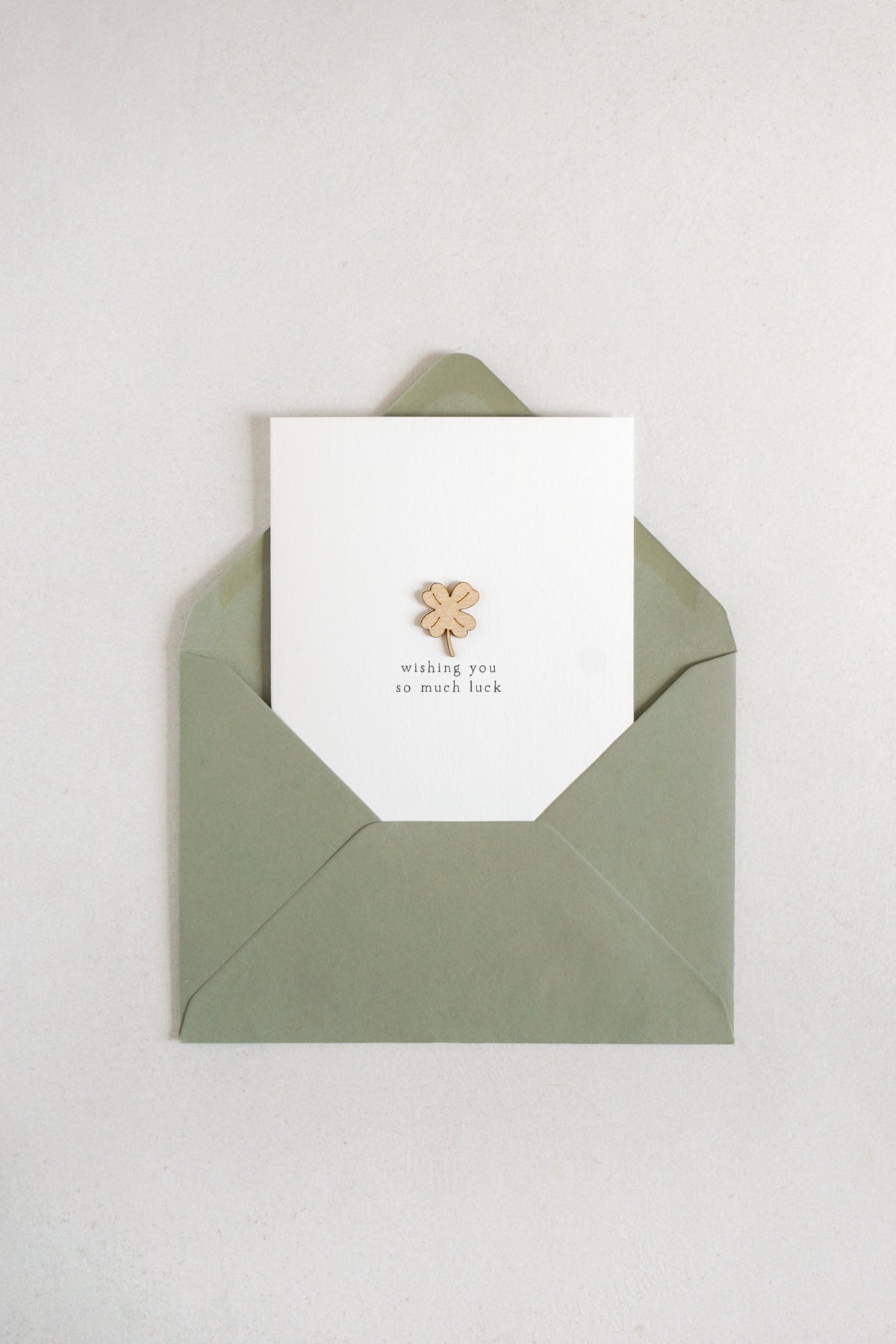 "Wishing You So Much Luck" Wooden Clover Greetings Card