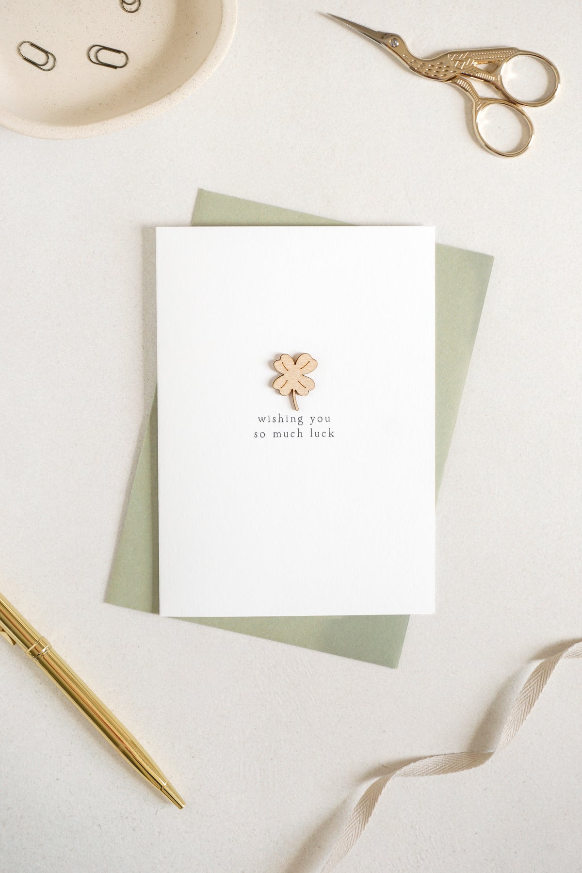 "Wishing You So Much Luck" Wooden Clover Greetings Card