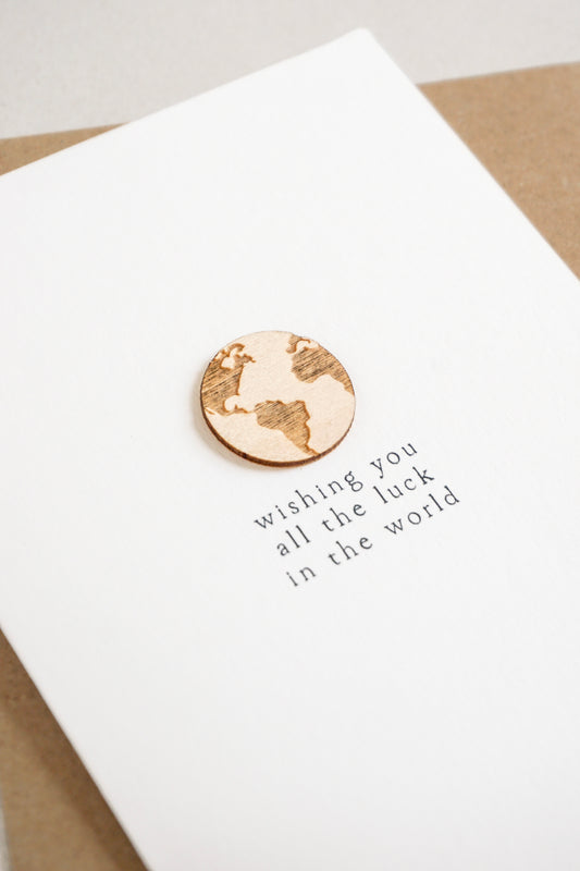 "All the Luck in the World" Wooden World Greetings Card