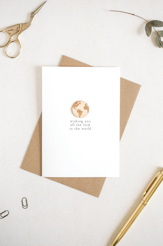 "All the Luck in the World" Wooden World Greetings Card