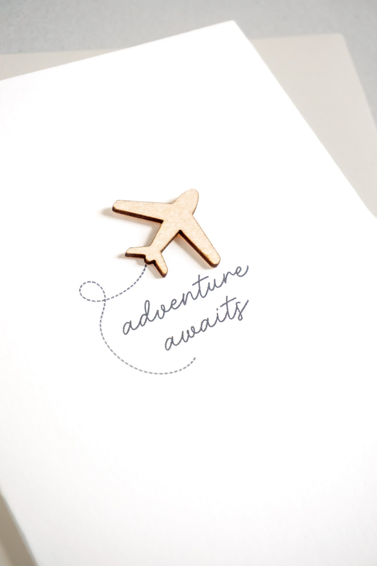 "Adventure Awaits" Wooden Plane Greetings Card