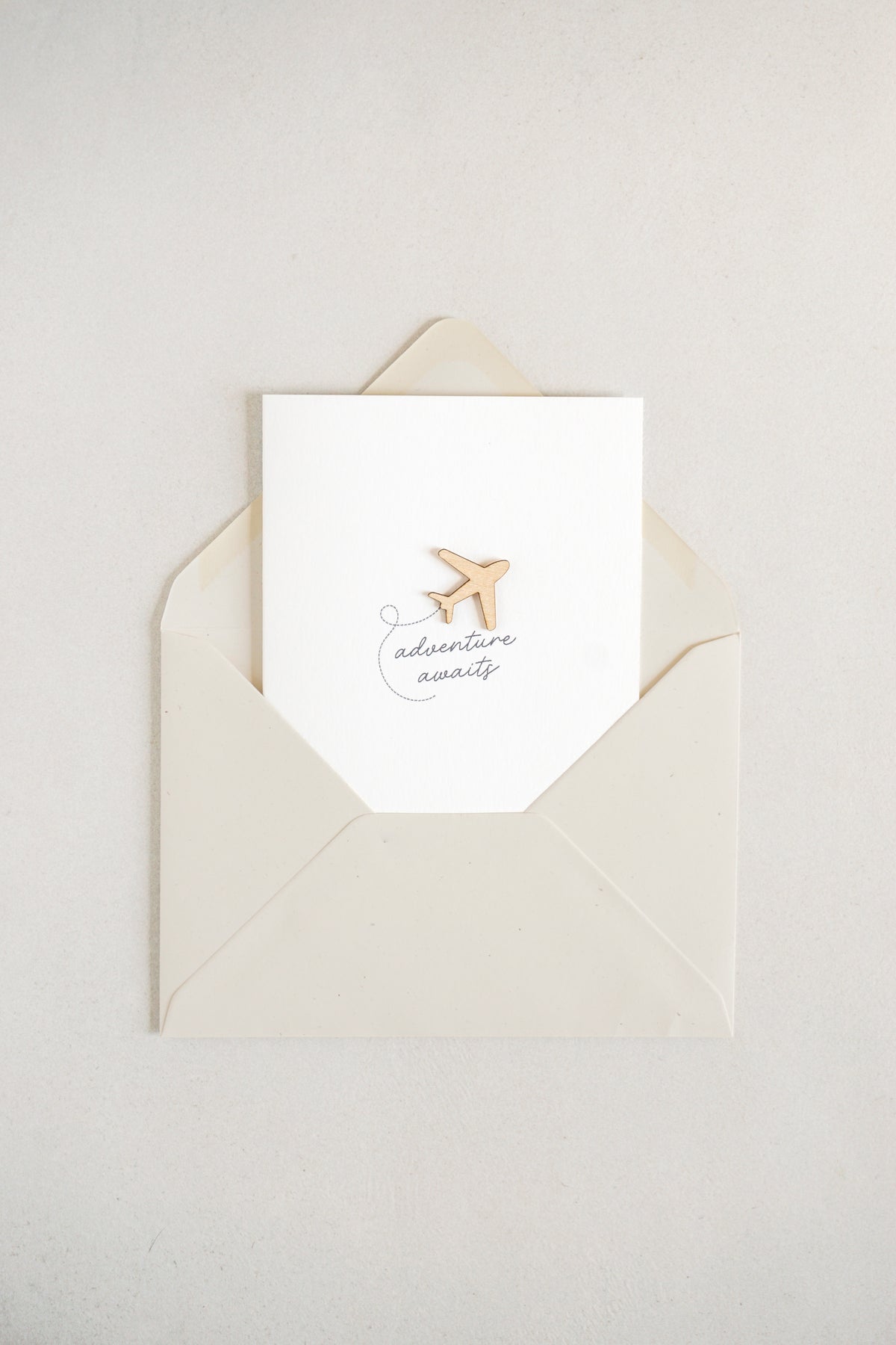 "Adventure Awaits" Wooden Plane Greetings Card