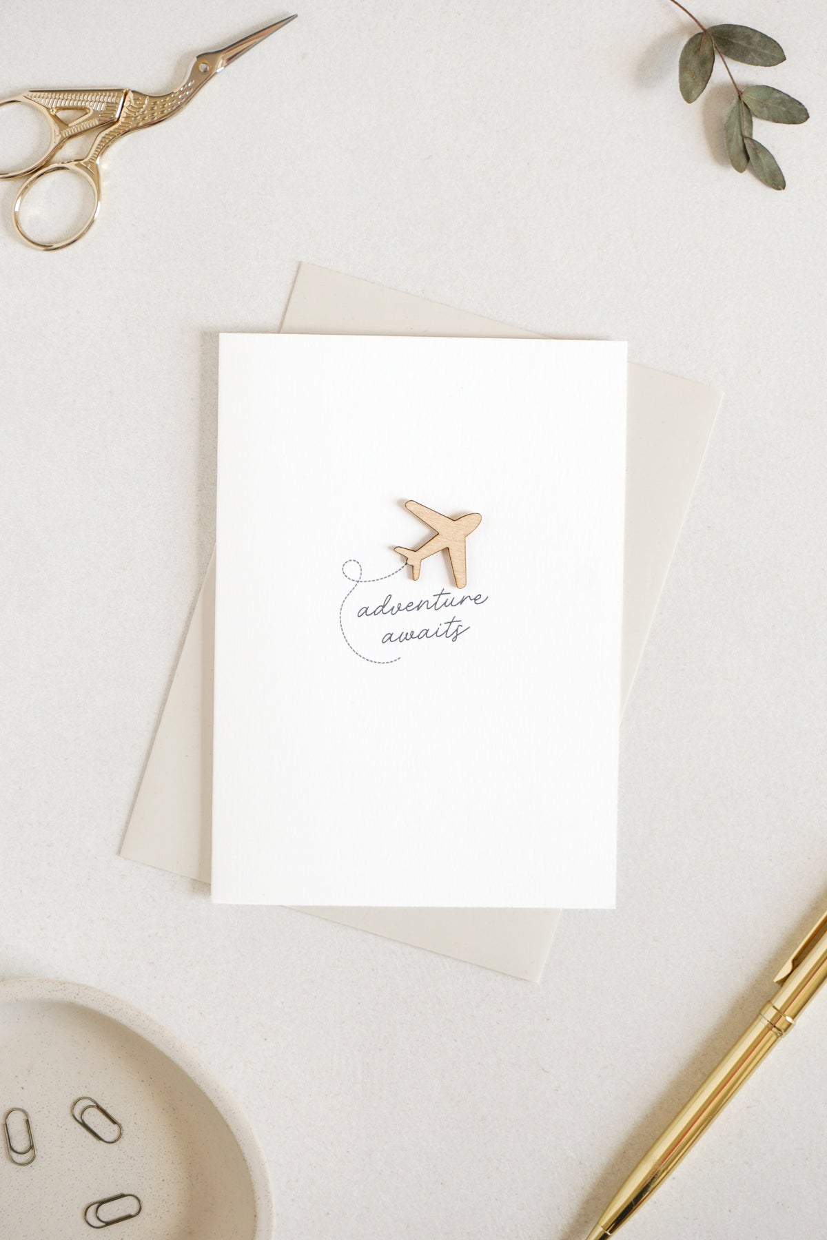 "Adventure Awaits" Wooden Plane Greetings Card