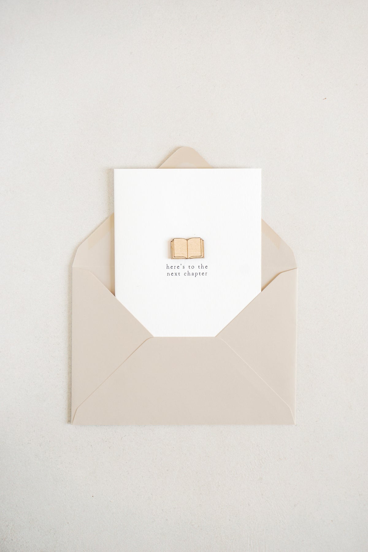 "Time for the Next Chapter" Wooden Book Greetings Card