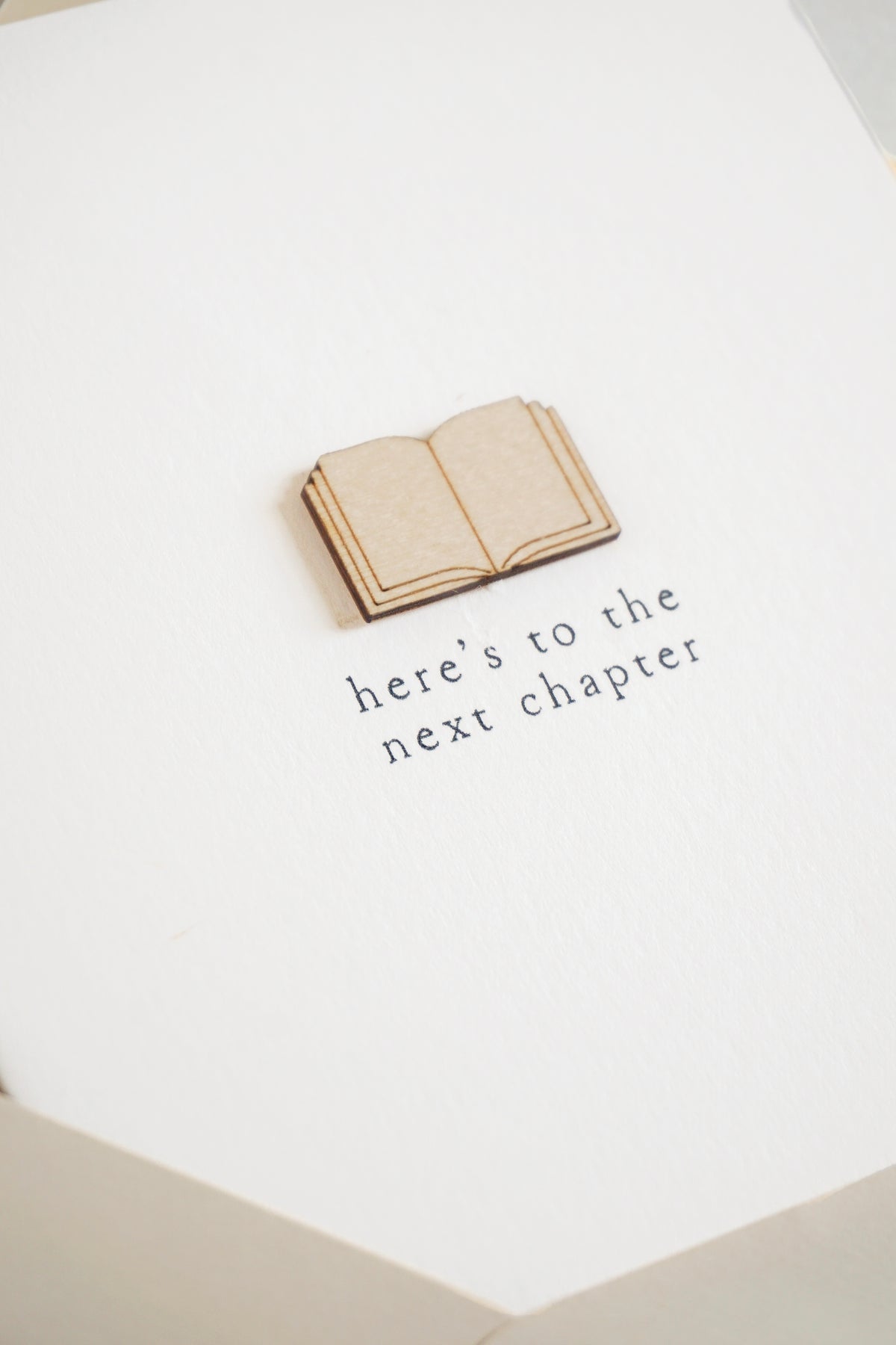 "Time for the Next Chapter" Wooden Book Greetings Card