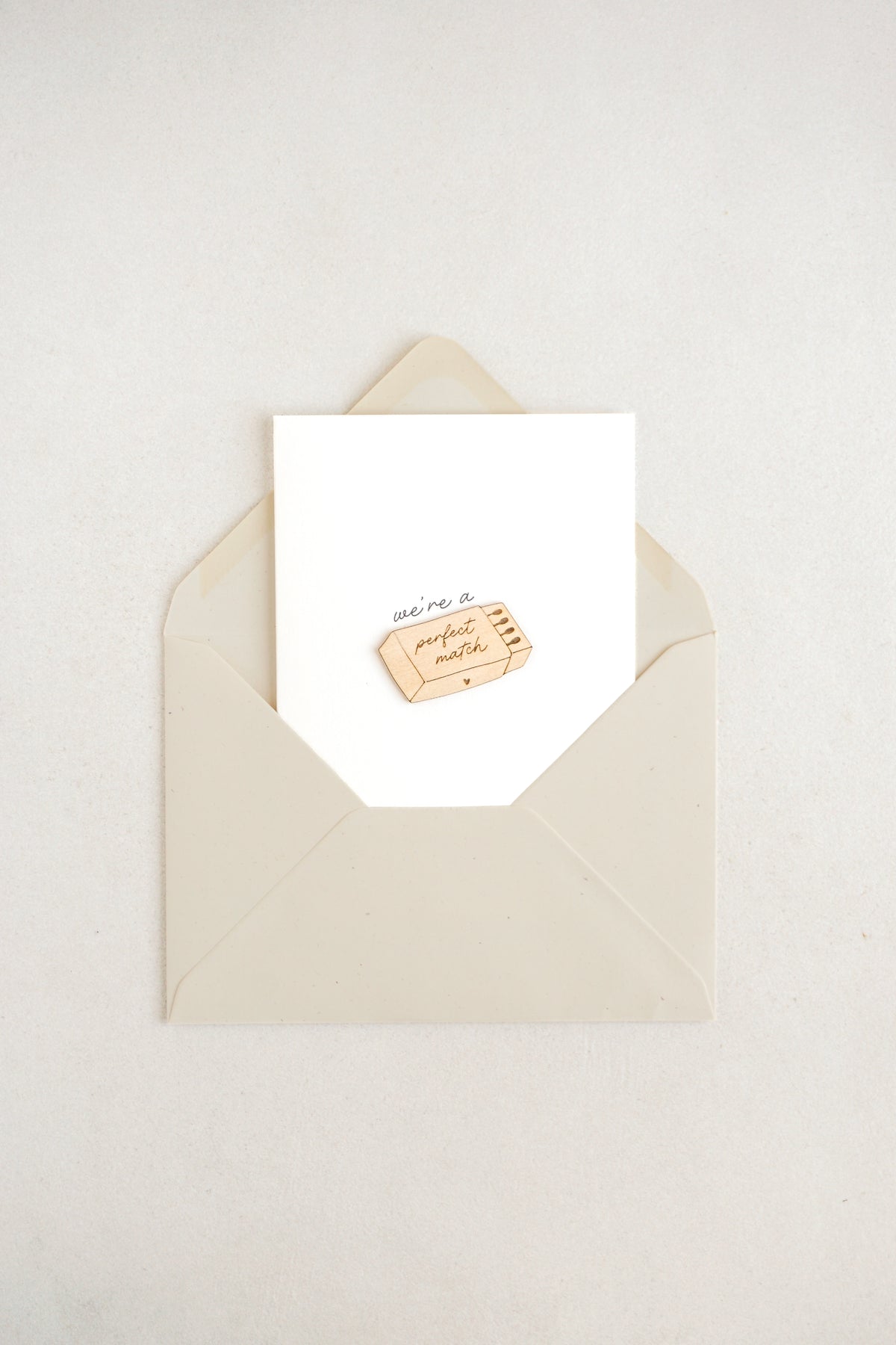 "We're a Perfect Match" Wooden Matchbox Greetings Card