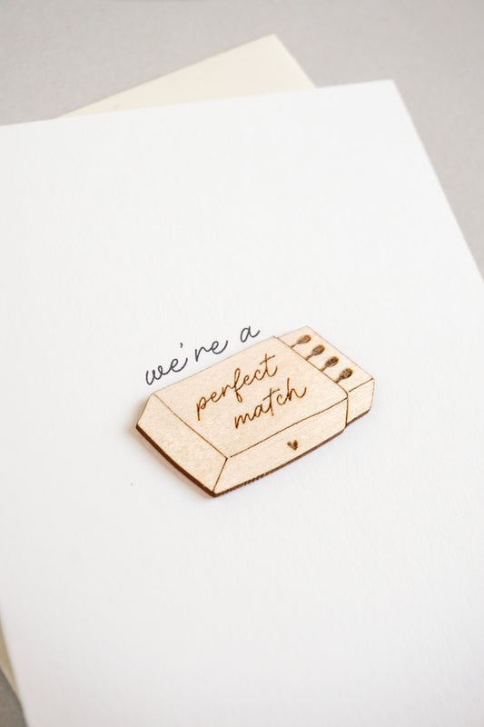 "We're a Perfect Match" Wooden Matchbox Greetings Card