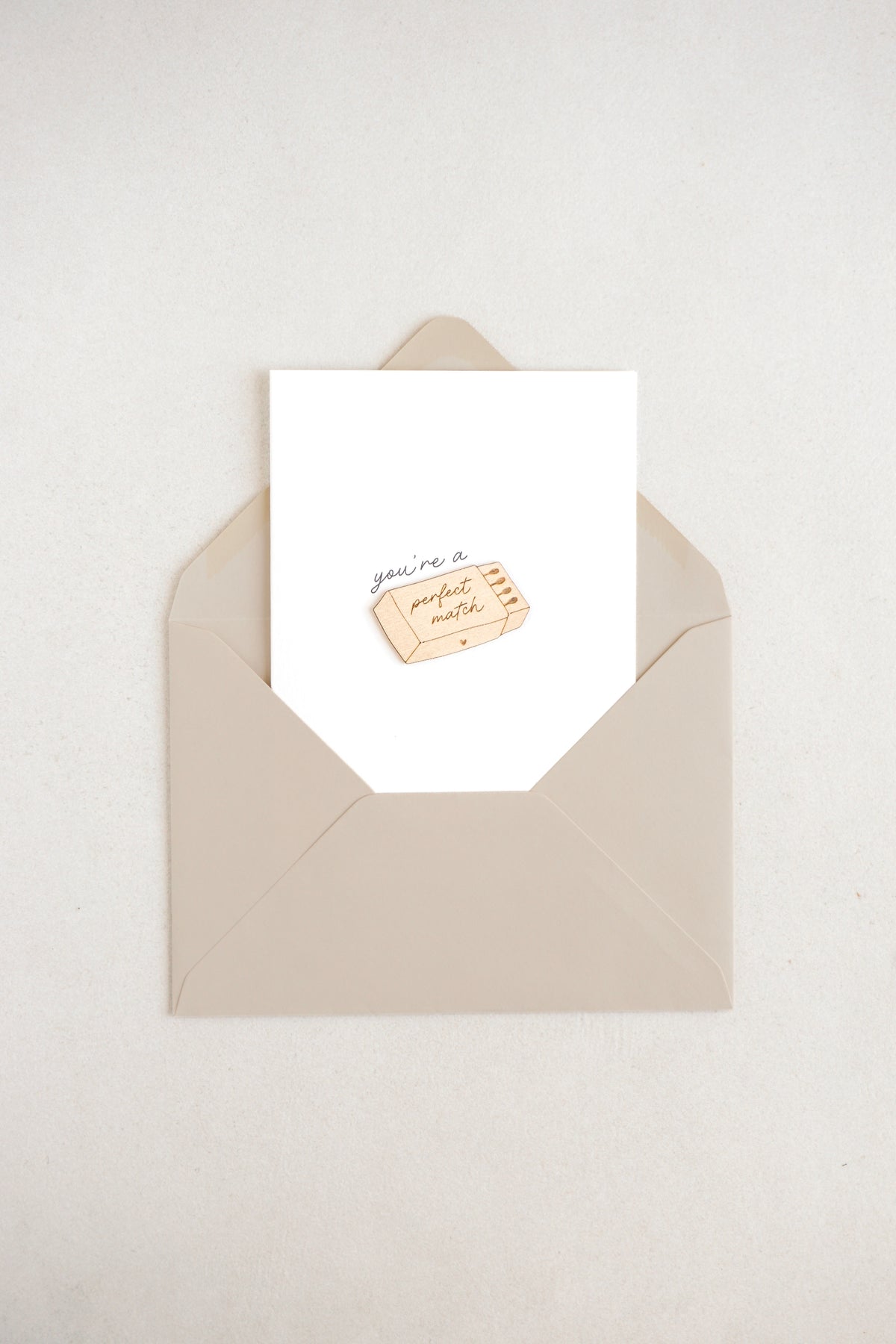 "You're a Perfect Match" Wooden Matchbox Greetings Card