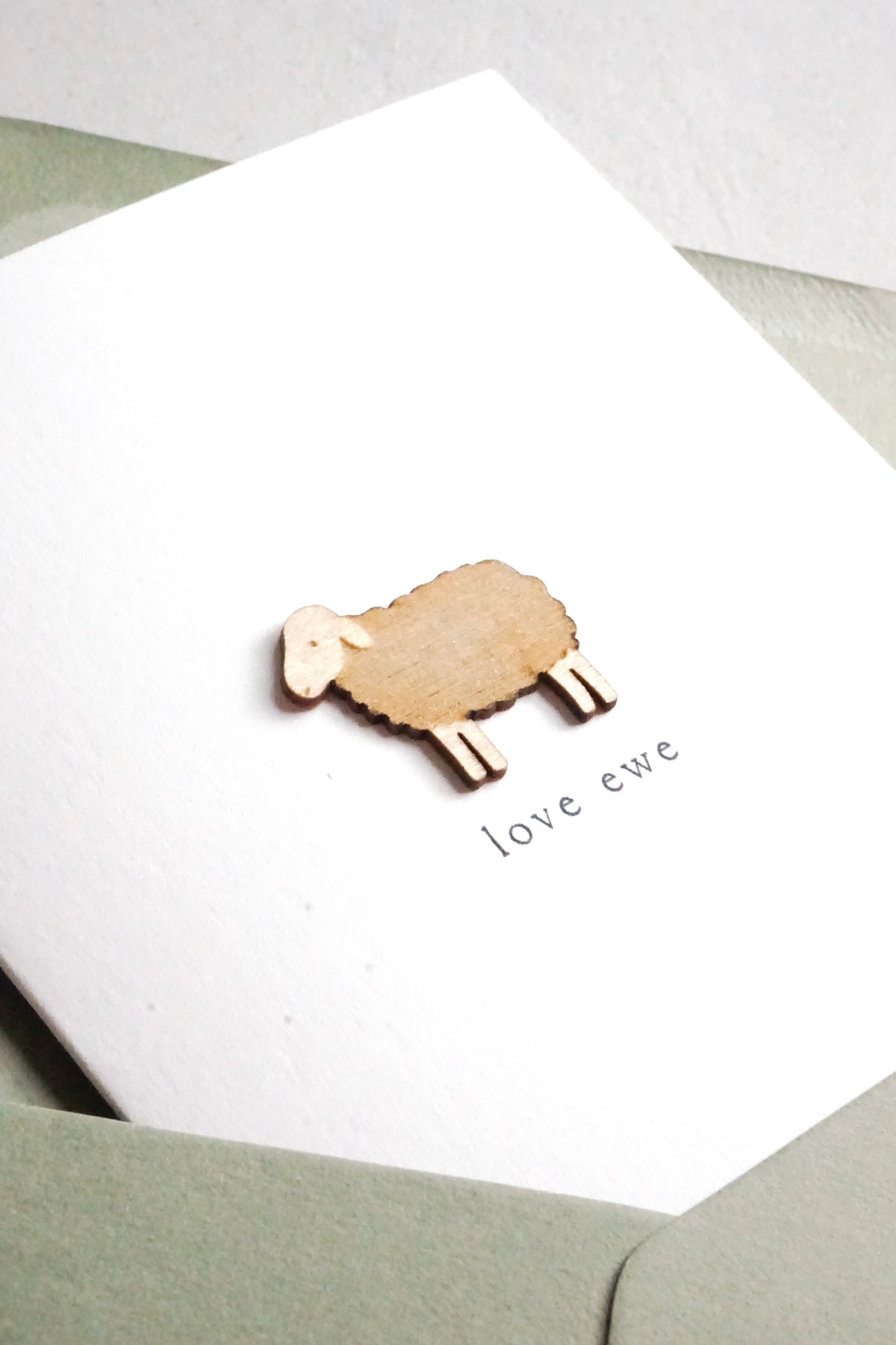 "Love Ewe" Wooden Sheep Greetings Card