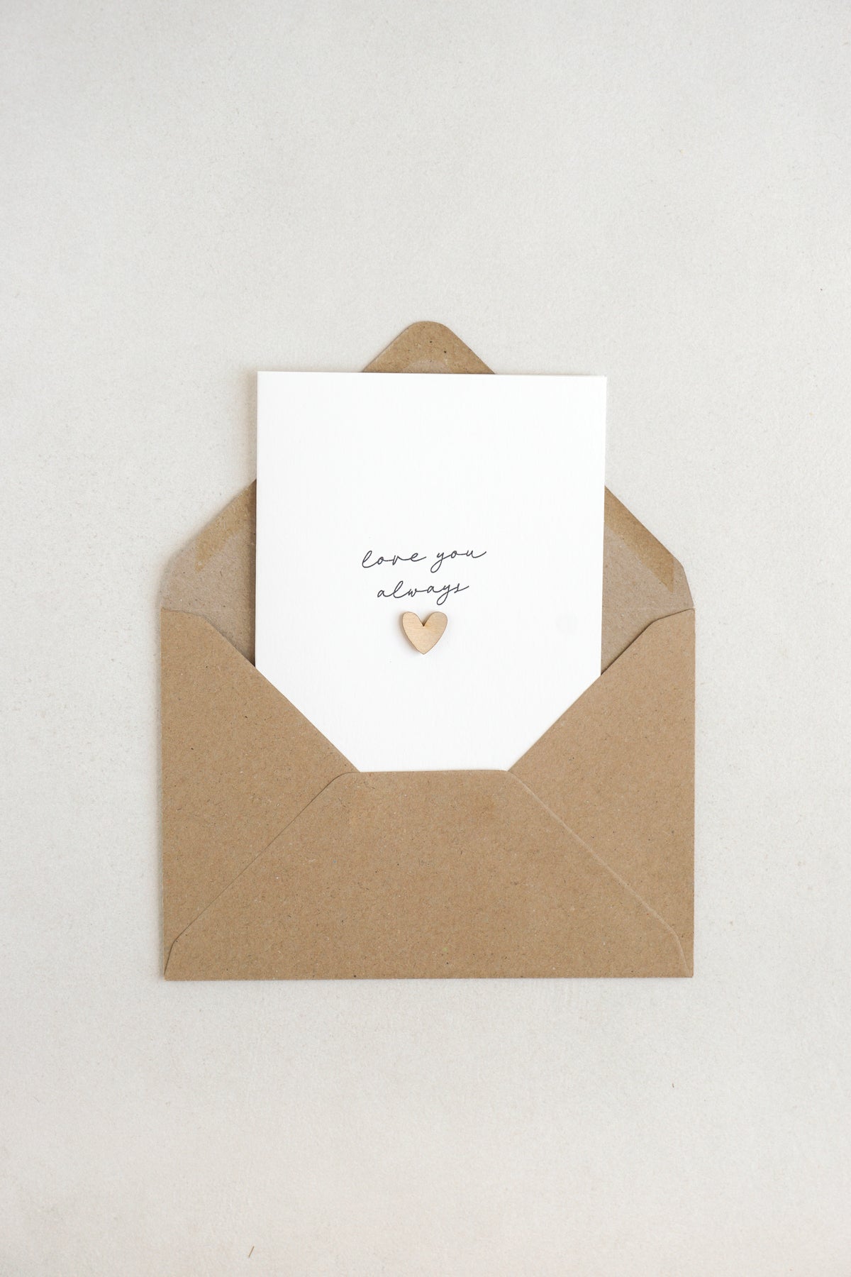 "Love You Always" Wooden Heart Greetings Card