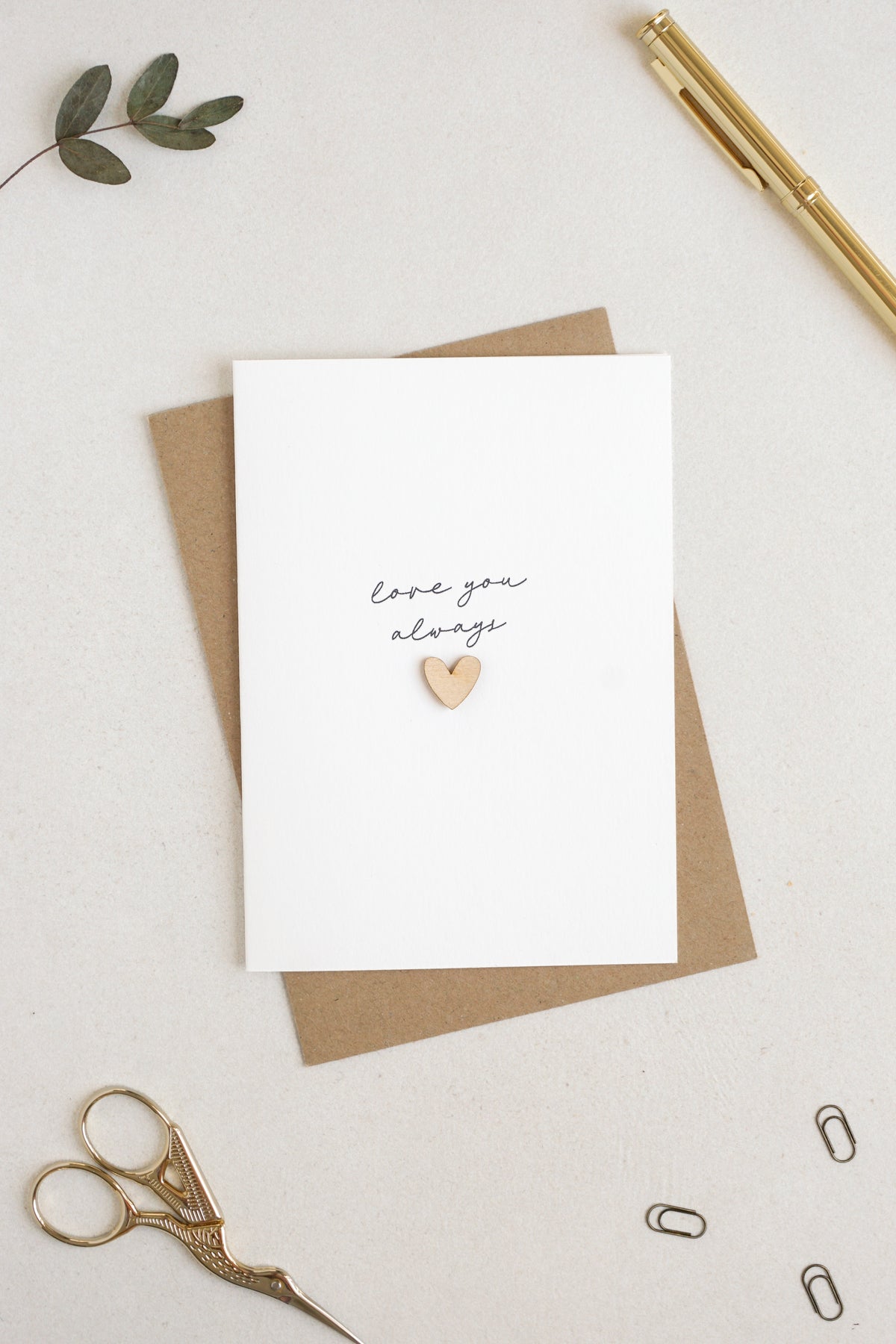 "Love You Always" Wooden Heart Greetings Card