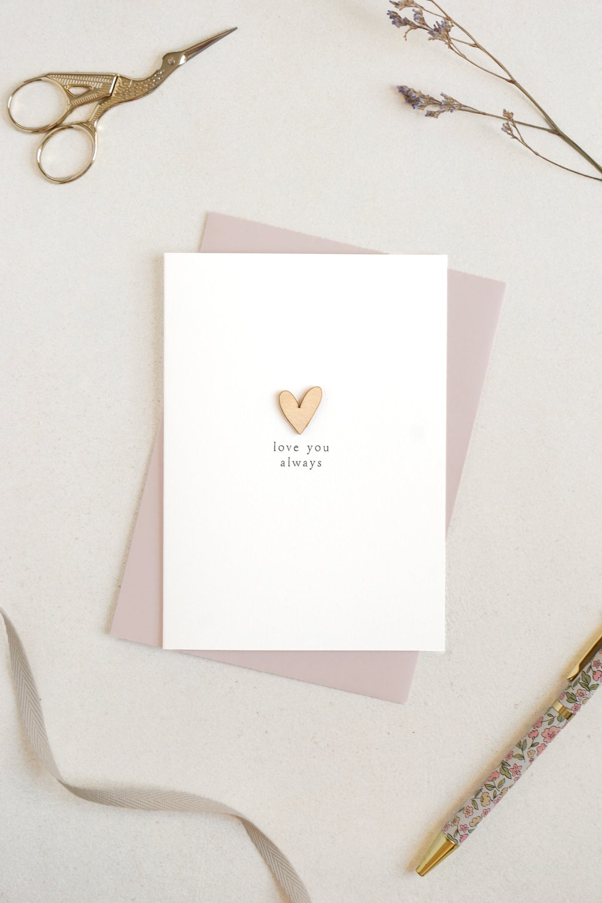 "Love You Always" Wooden Heart Greetings Card