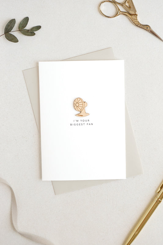 "I'm Your Biggest Fan" Wooden Fan Greetings Card