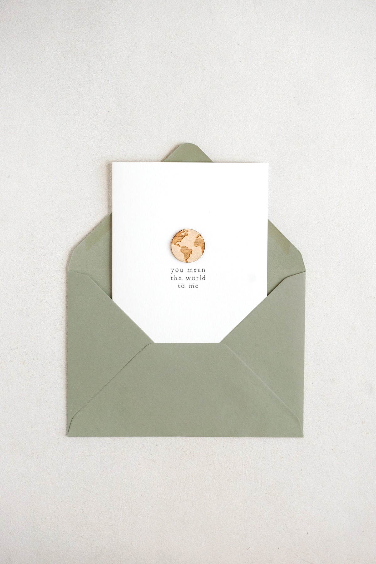 "You Mean the World To Me" Wooden World Greetings Card