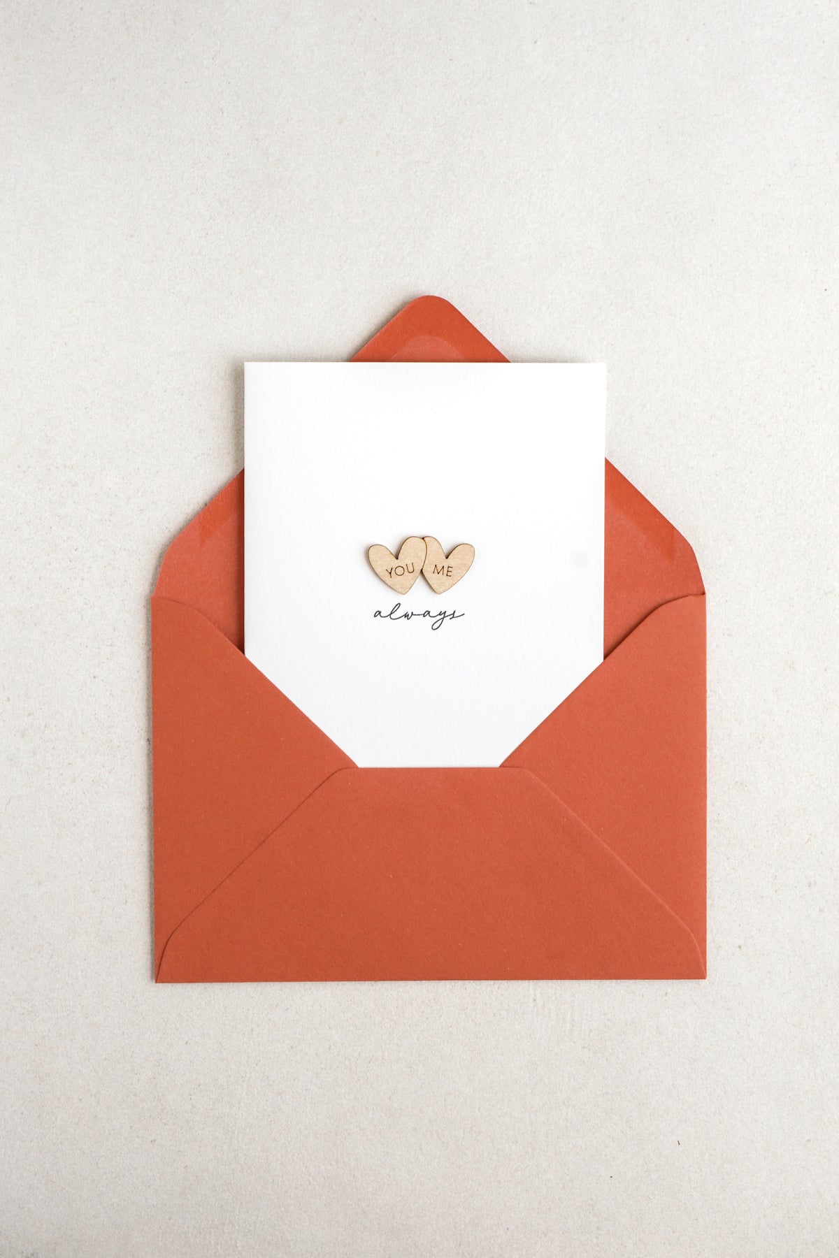 "Me and You Always" Wooden Hearts Greetings Card