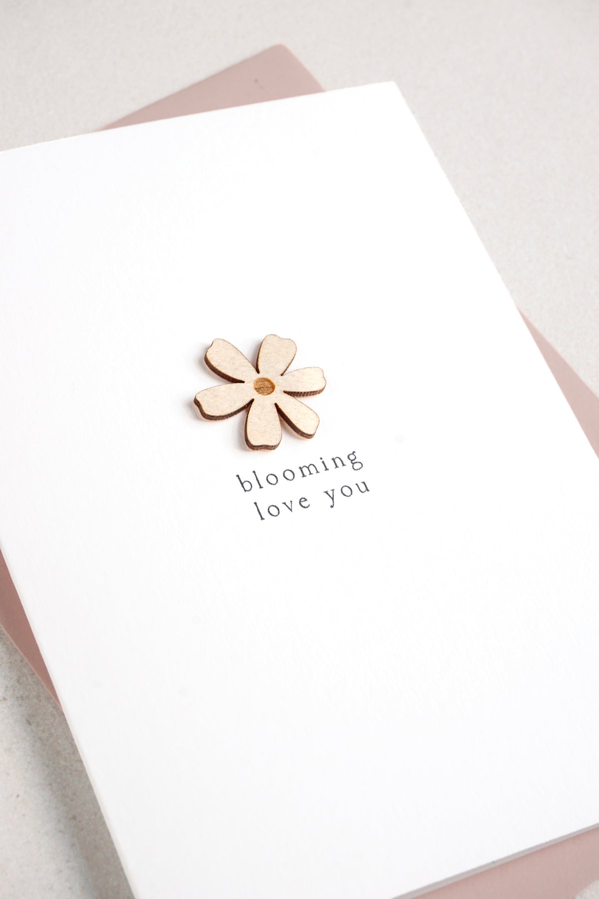 "Blooming Love You" Wooden Flower Greetings Card