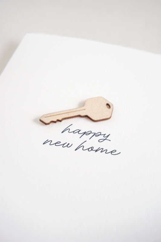 "Happy New Home" Wooden Key Greetings Card