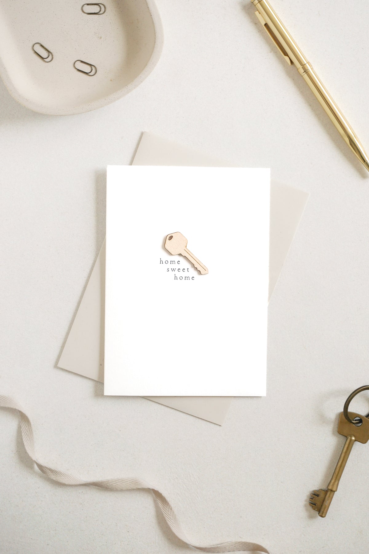 "Home Sweet Home" Wooden Key Greetings Card
