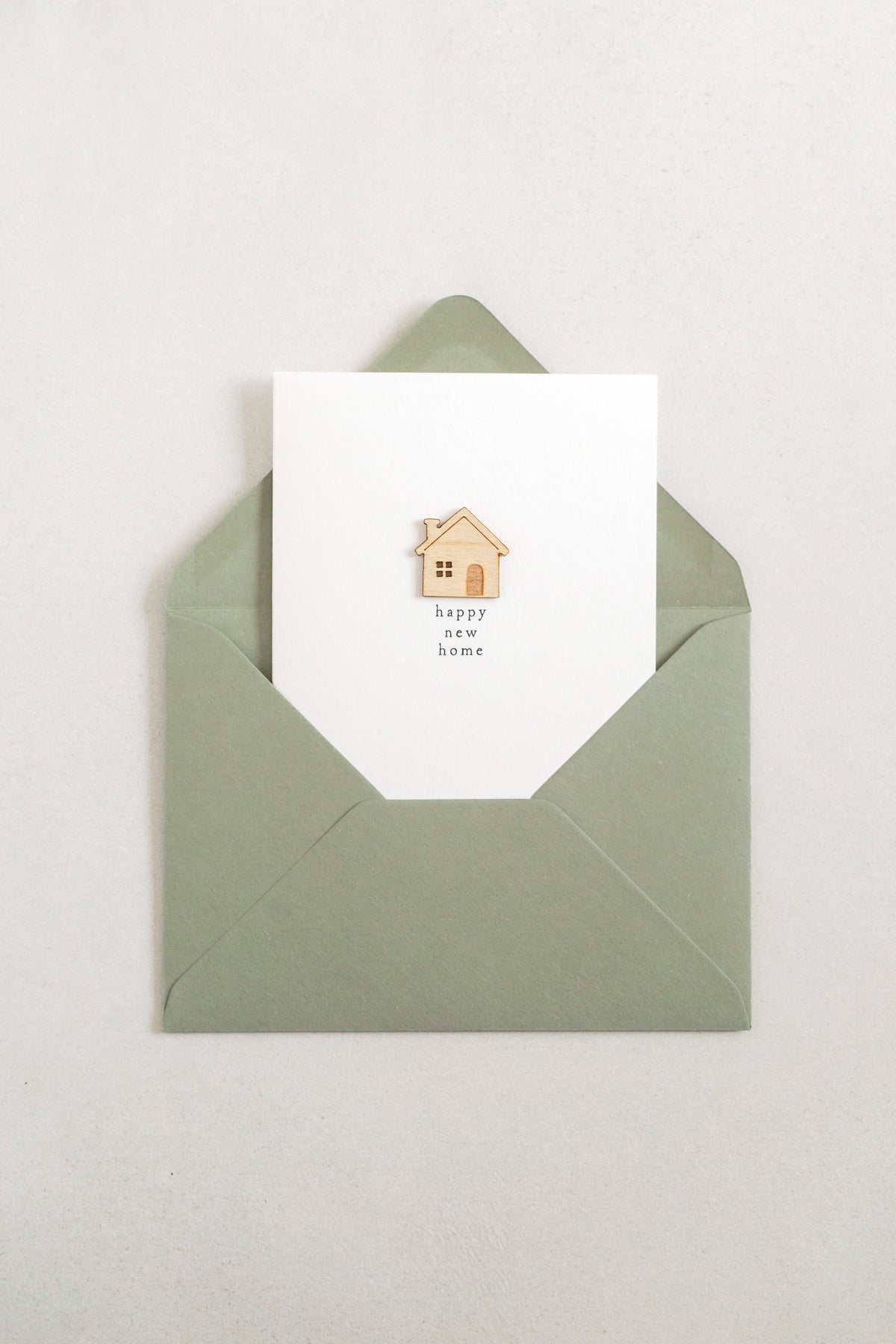 "Happy New Home" Wooden House Greetings Card